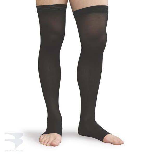 Thigh High Compression Stockings Closed Toe Pair Firm Support 20-30mmHg  Gradient Compression Socks with Silicone Band Unisex Opaque Best for Spider  & Varicose Veins Edema Swelling Black M Medium Black