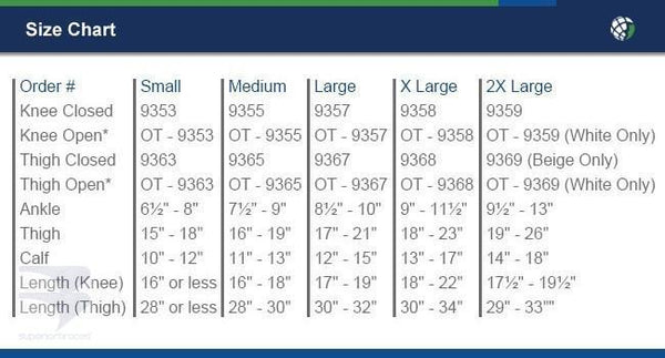 Anti-Embolism Stockings -  Knee High / Open Toe - 18mm Hg Compression -  by Advanced Orthopaedics - Superior Braces - SuperiorBraces.com
